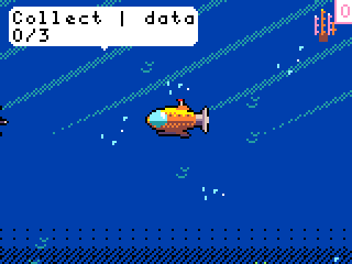 Game screen: the autopilot switches on and the HUD shows AUTO; the drone collects data pods, backs away from a sonar buoy when the advisor says Avoid, then heads to the ship to upload
